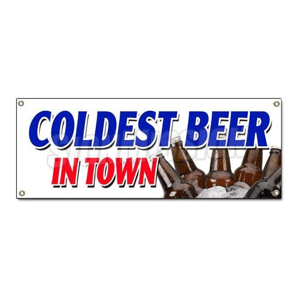 COLDEST BEER IN TOWN BANNER SIGN on tap selection import brew brewery